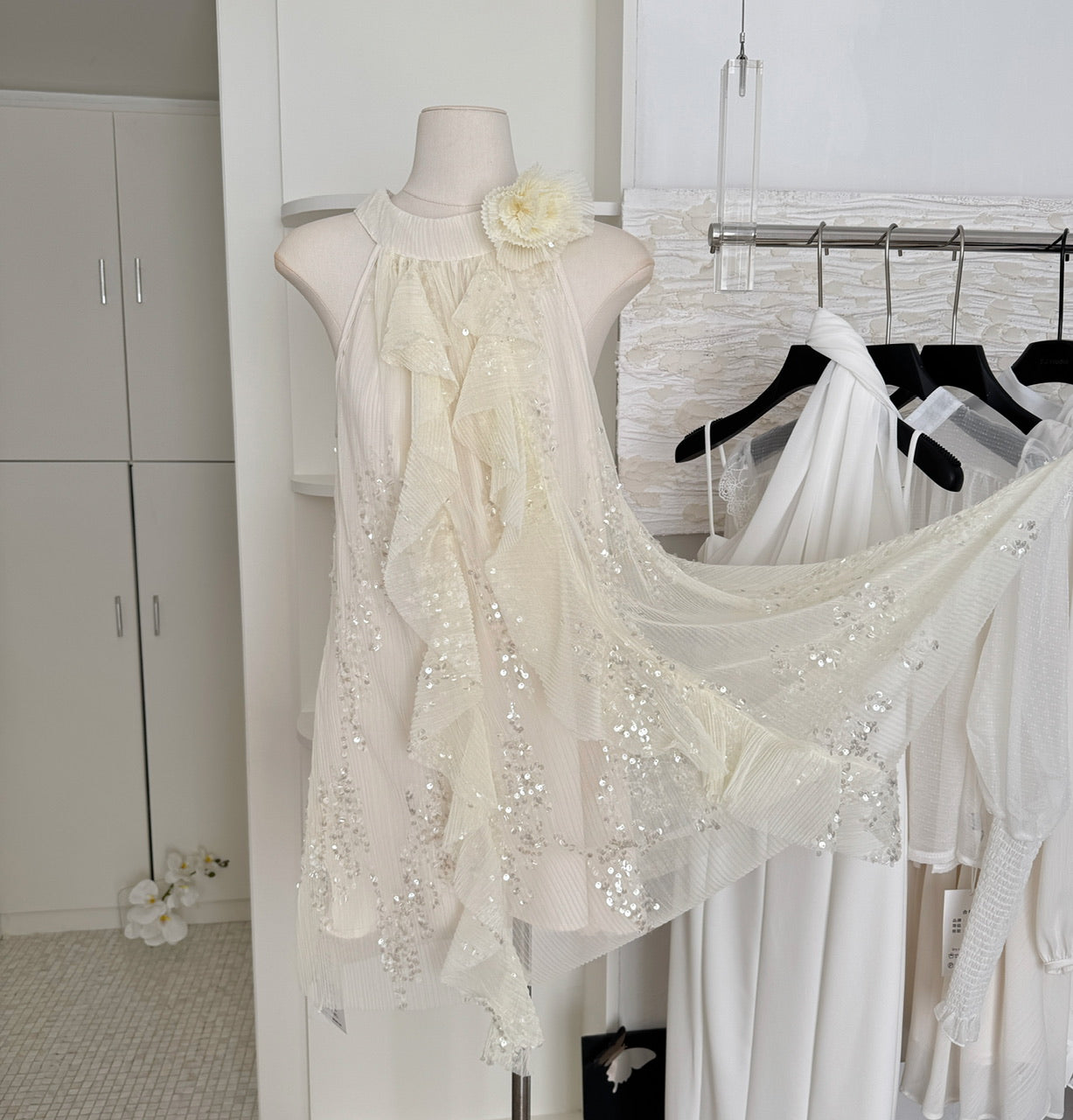 Sexy A line Jewel Neckline Sequin Short Summer Dress Holiday Party Outfits For Women DP0116