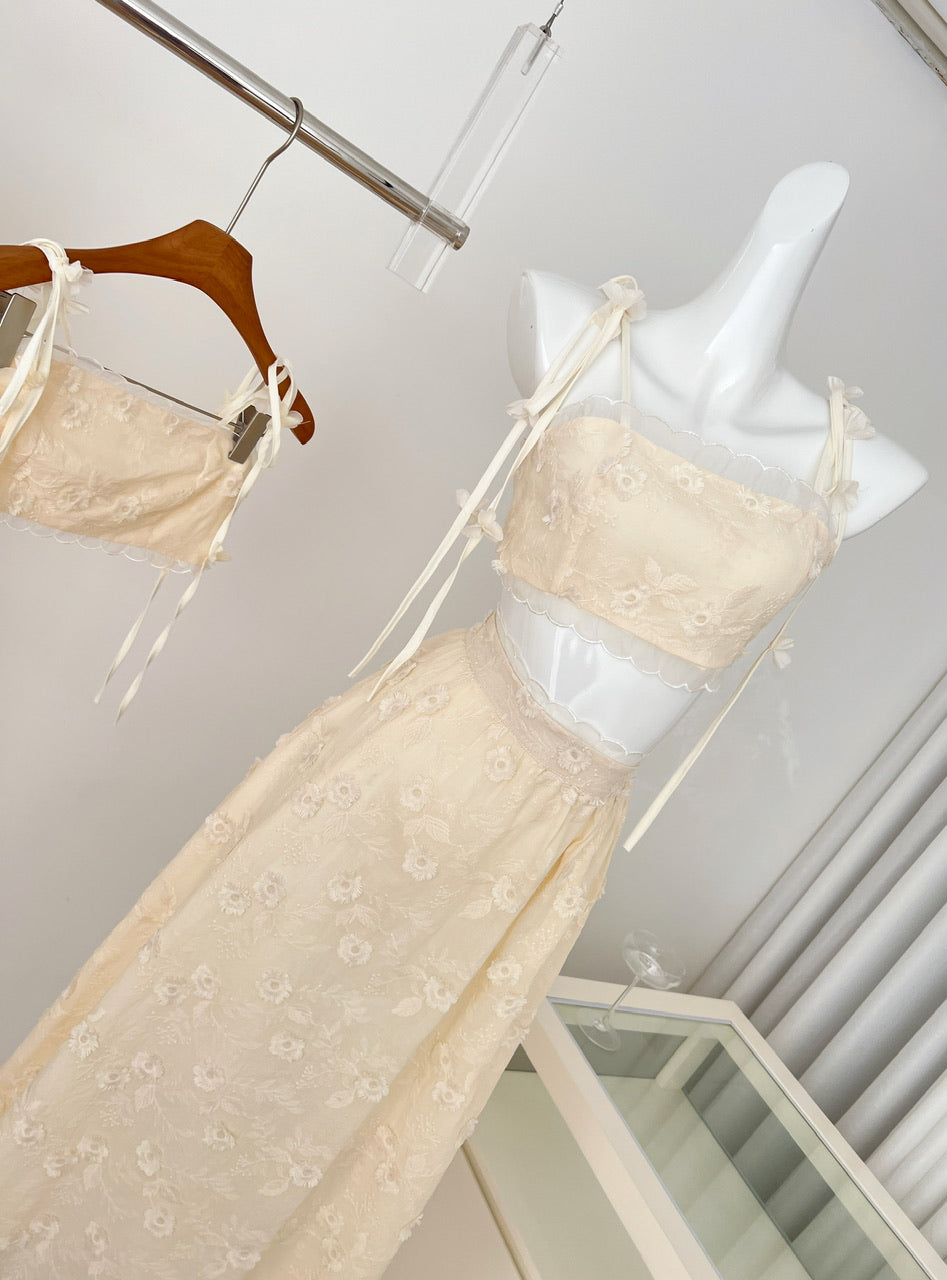 Cute A line Spaghetti Straps 2 Pieces Summer Dress Holiday Dresses Party Birthday Outfits For Women DP0125