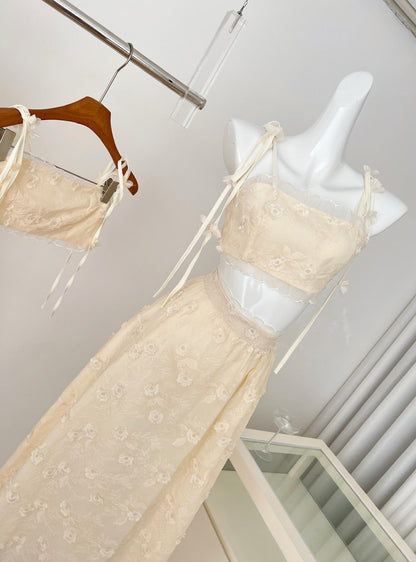 Cute A line Spaghetti Straps 2 Pieces Summer Dress Holiday Dresses Party Birthday Outfits For Women DP0125