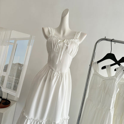 Sexy A Line Straps White Summer Dress Holiday Party Outfits For Women DP0115