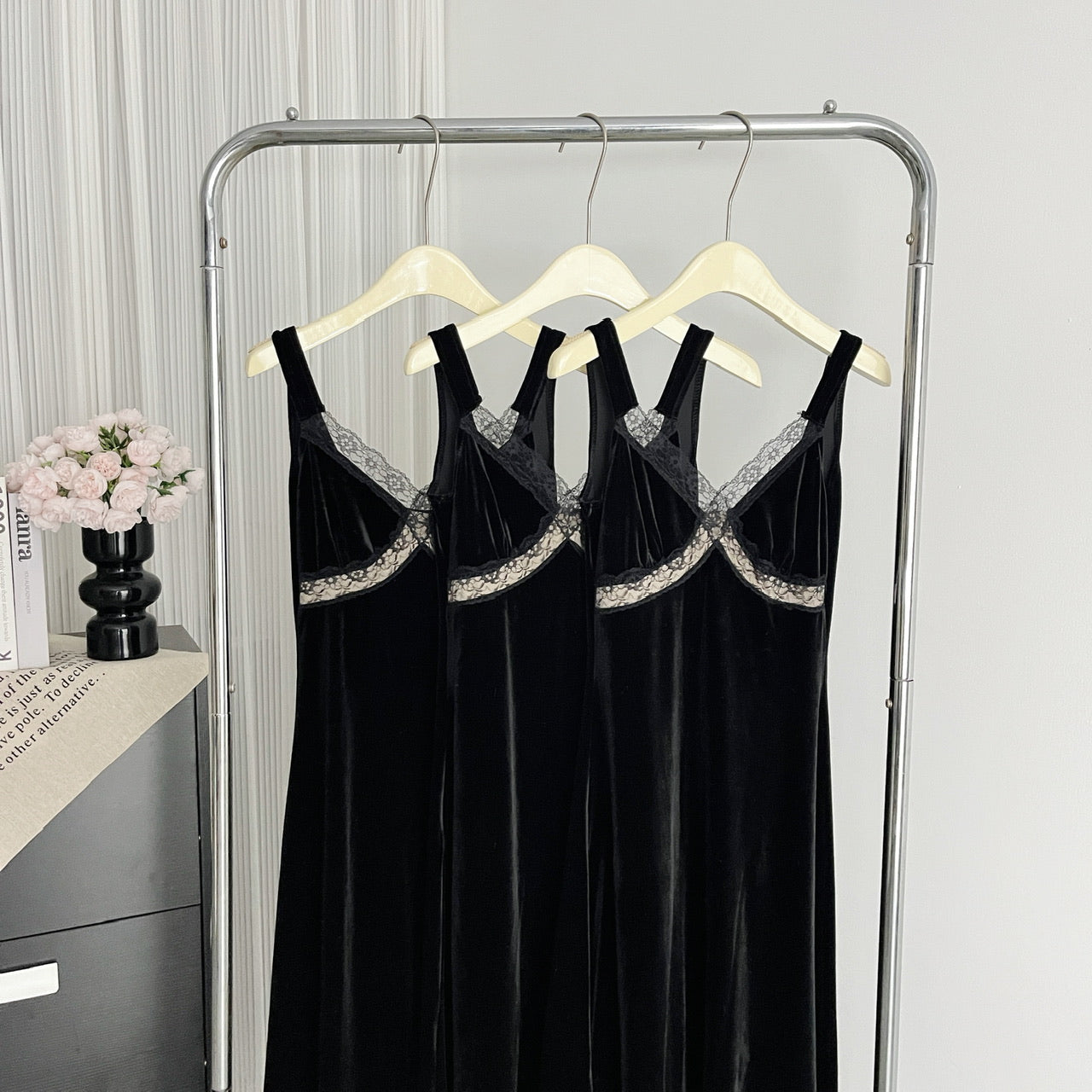 Sexy Mermaid Straps Black Velvet Summer Dress Holiday Party Birthday Outfits For Women DP0136