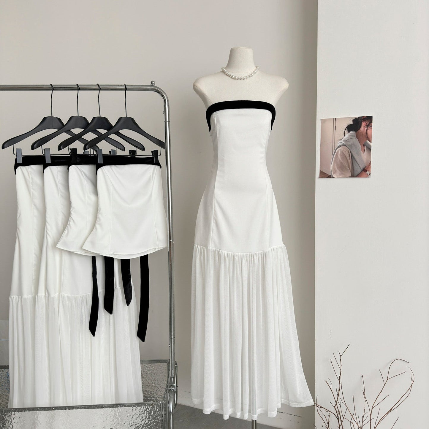 Simple A line Strapless White Tulle Summer Dress Holiday Party Dress Birthday Outfits For Teens DP0153