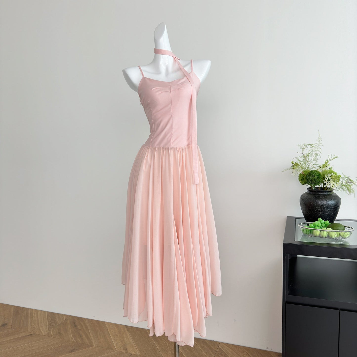 Cute A Line Spaghetti Straps Chiffon Summer Beach Dress Holiday Party Outfits For Girls DP1401