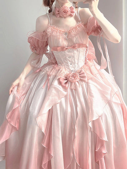 Sexy Ball Gown Off The Shoulder Short Sleeves 16th Pink Birthday Dress Lolita Dress Birthday Outfits DP0219