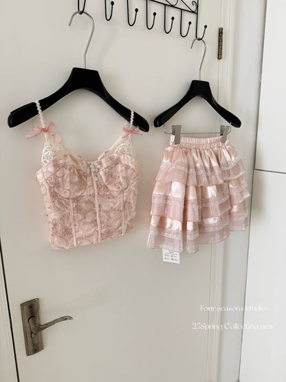 Sexy A line Spaghetti Straps 2 Pieces Pink Summer Dress Holiday Dresses Party Outfits For Women DP0118