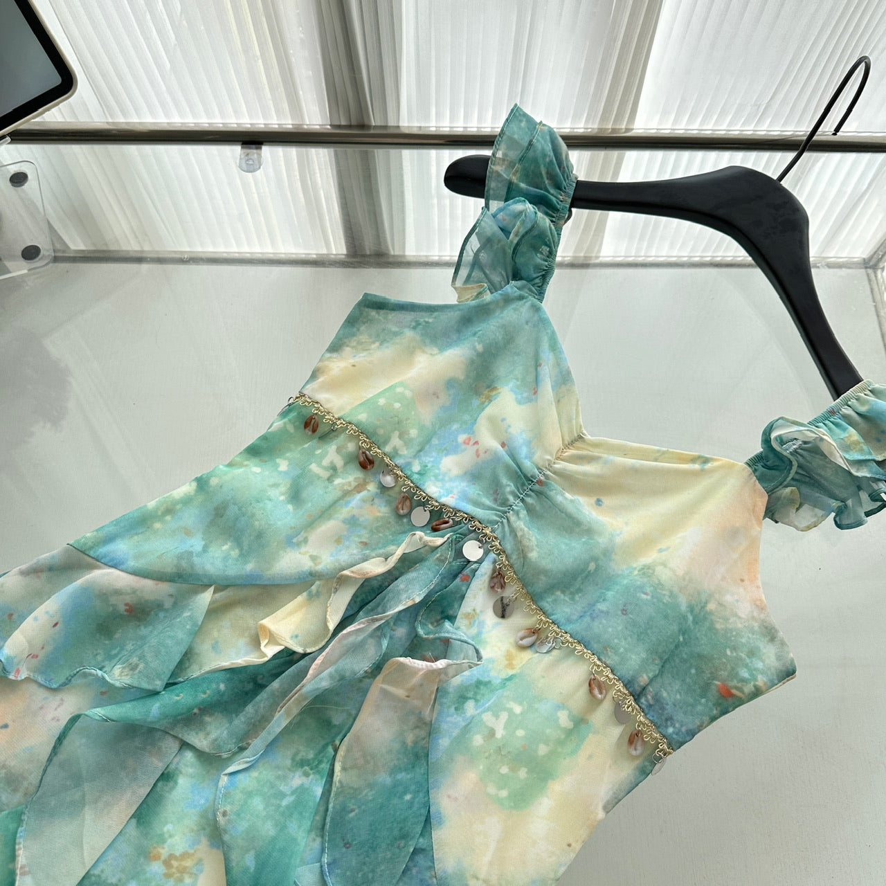 Sexy Mermaid Square Floral Green Summer Dress Holiday Party Outfits For Women DP0126