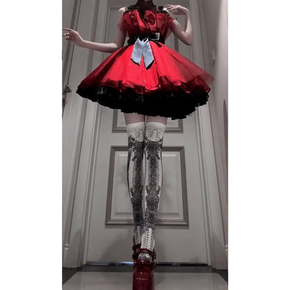 Vintage Ball Gown Spaghetti Straps Red Summer 16th Birthday Dress Lolita Dress Mini 18th Birthday Outfits Short Lolita Outfit DH2406