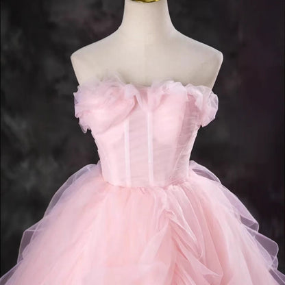 Pink Fashion Elegant Long Tulle Quinceanera Gowns Ball Gown Evening Dress gh4886