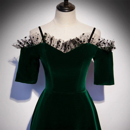 A line Dark Green Prom Dresses SH154