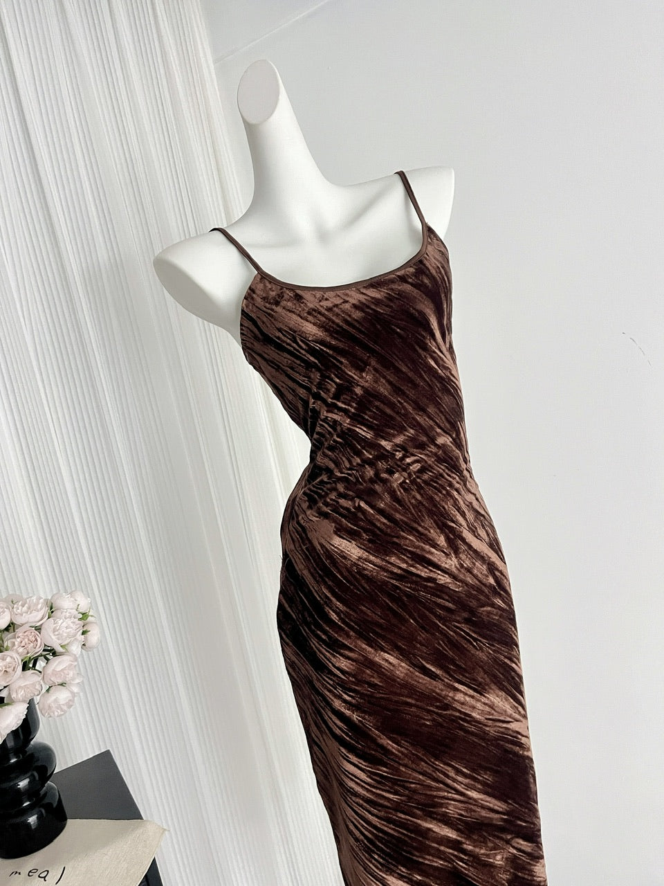 Sexy Mermaid Spaghetti Straps Velvet Green Summer Dress Holiday Party Outfits For Women DP0093