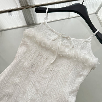 Cute A Line Spaghetti Straps Ivory Lace Summer Dress Holiday Party Outfits For Women DP0100