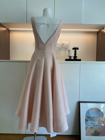 Cute A Line Square Neckline Satin Ruffles Summer Dress Holiday Party Outfits For Girls DP0135