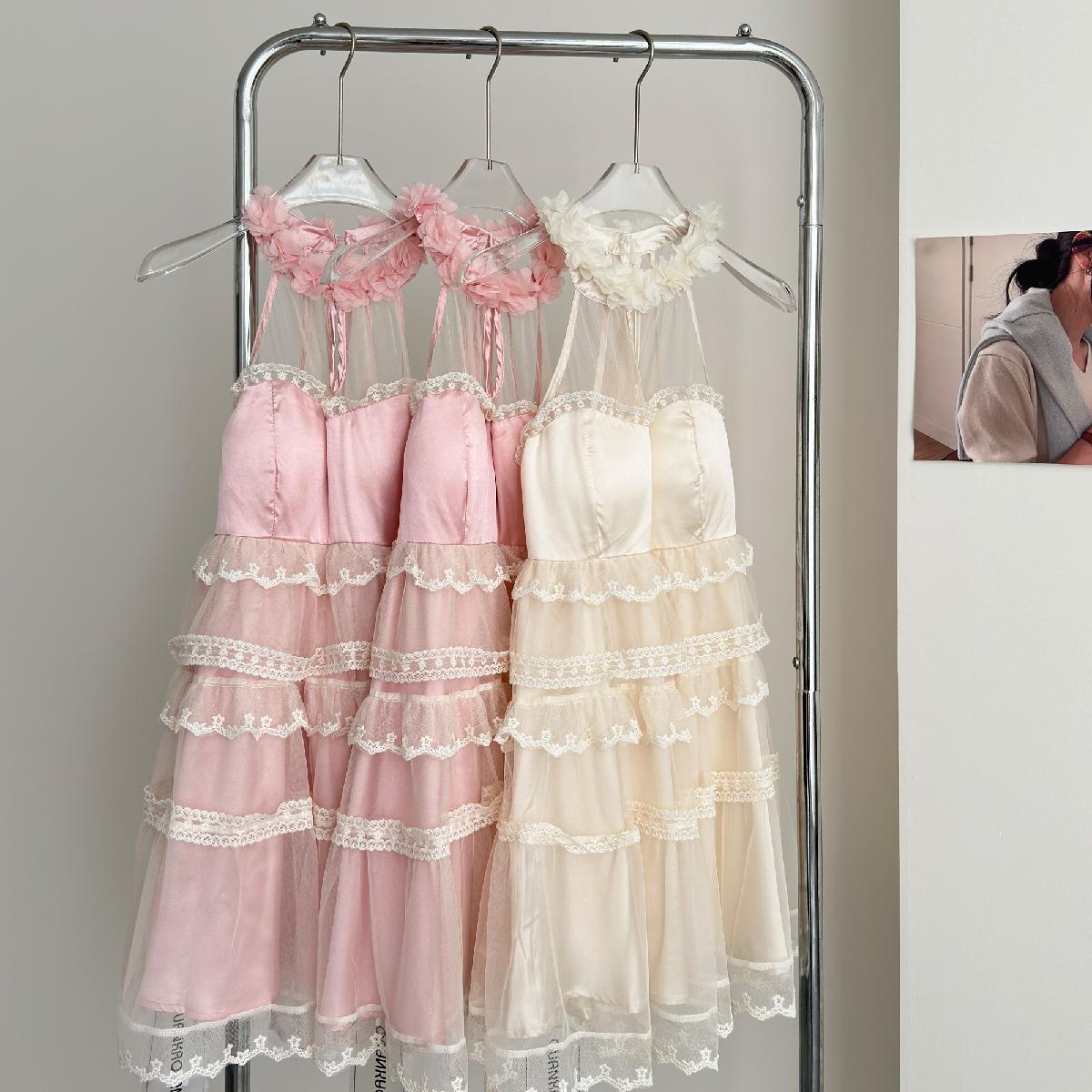 Cute A Line Square Halter Lace Summer Dress Holiday Party Outfits For Girls DP0140