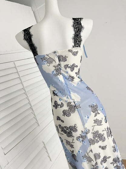 Sexy Sheath Straps Floral Summer Dress Holiday Party Birthday Outfits For Women DP0140