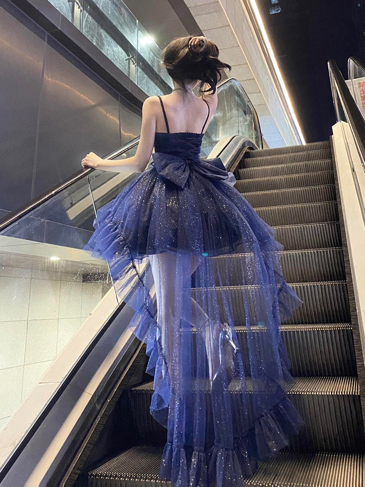 Vintage Ball Gown Spaghetti Straps Navy Blue Tulle 22th Birthday Dress Lolita Dress Lolita Outfits DH2445