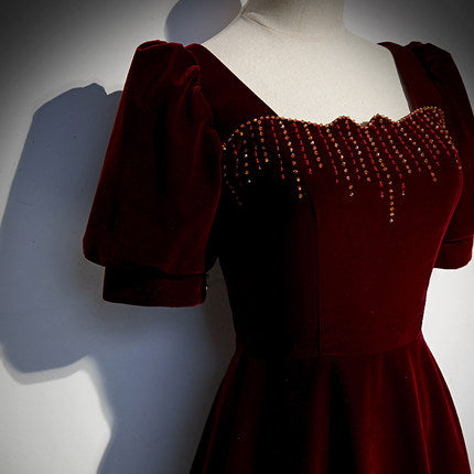 A line Burgundy Prom Dresses SH152
