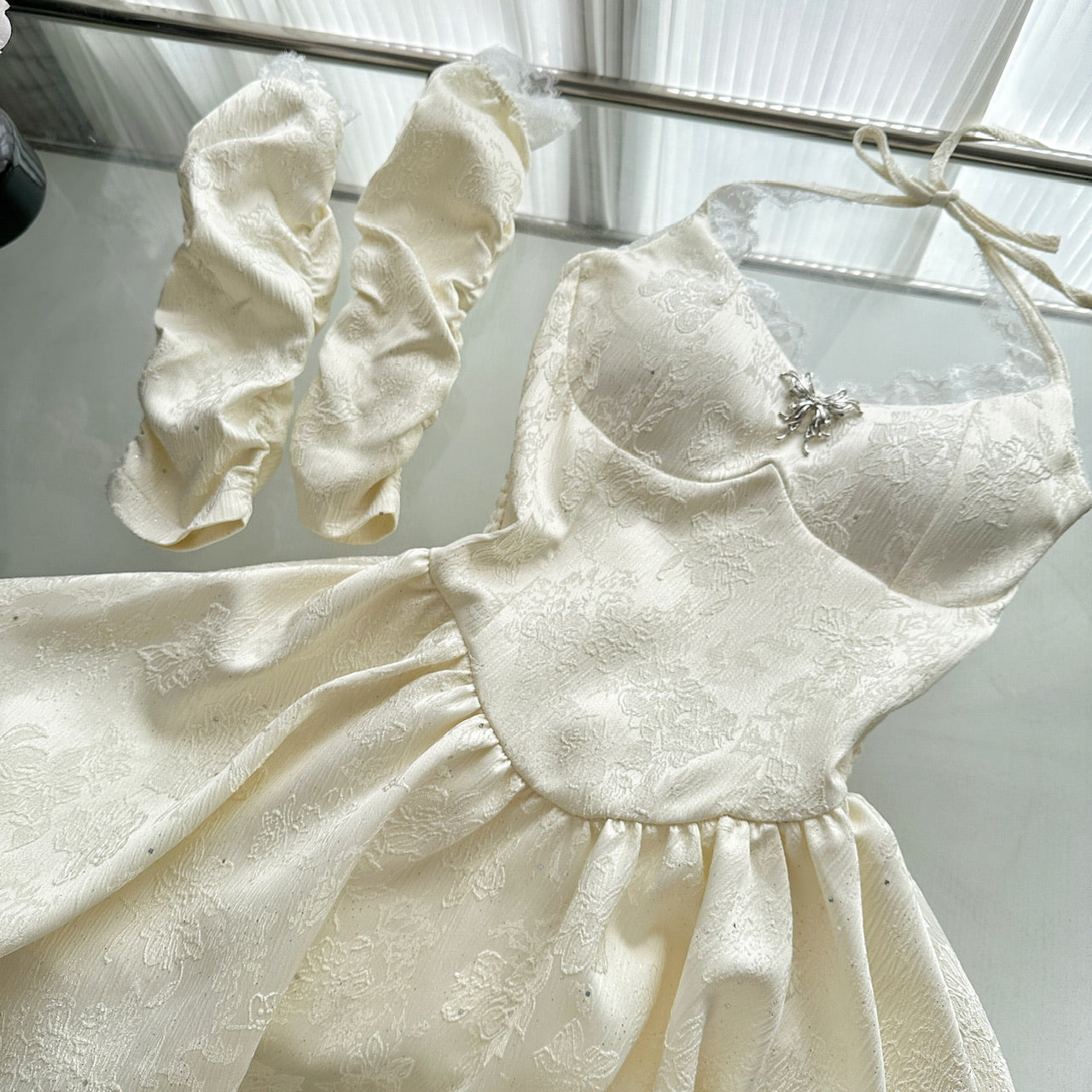 Cute A Line Halter Ivory Lace Summer Dress Holiday Party Outfits For Women DP0096