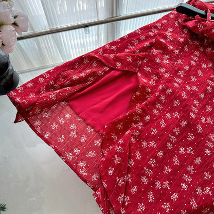 Sexy A Line Spaghetti Straps Floral Red Summer Dress Holiday Party Outfits For Women DP0128