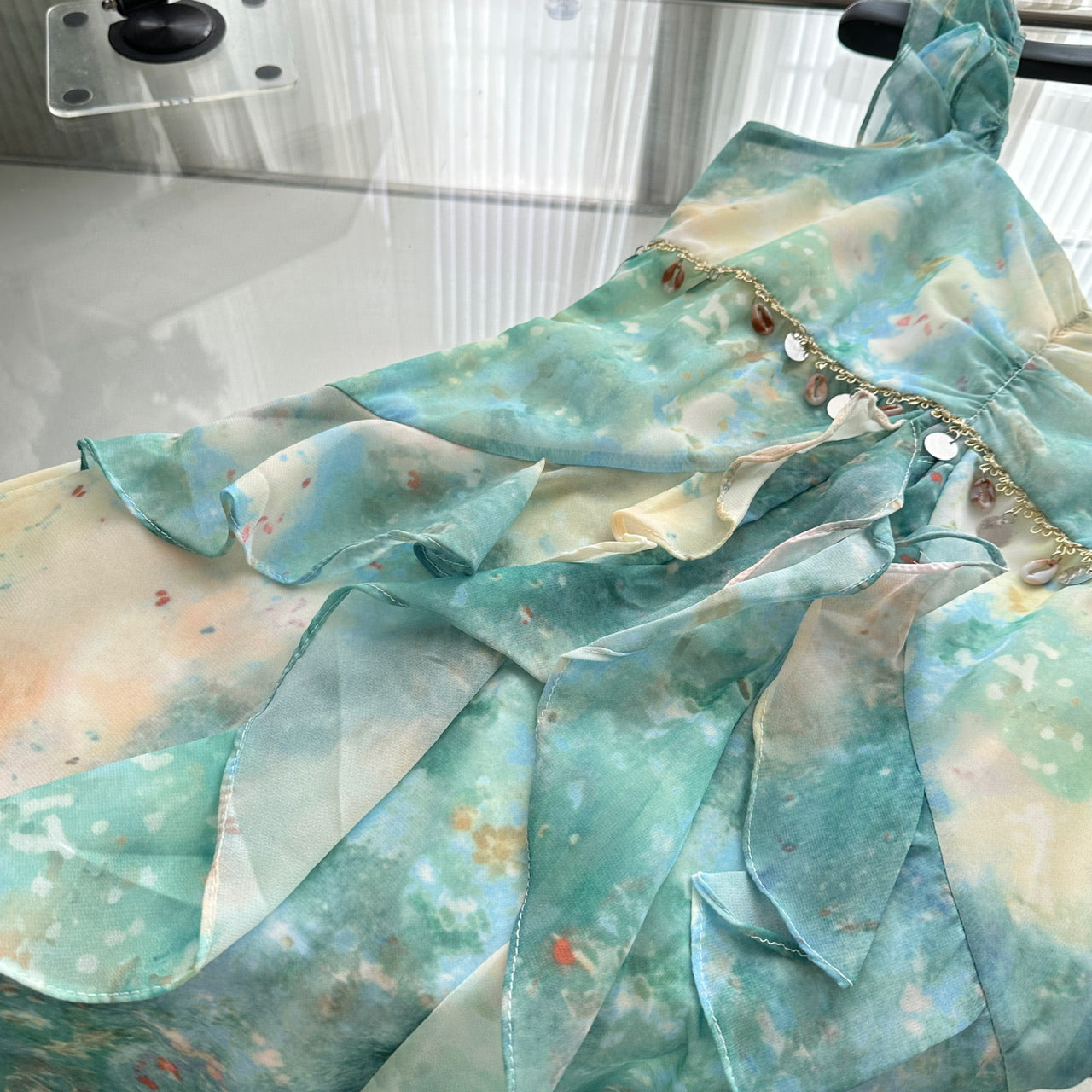 Sexy Mermaid Square Floral Green Summer Dress Holiday Party Outfits For Women DP0126