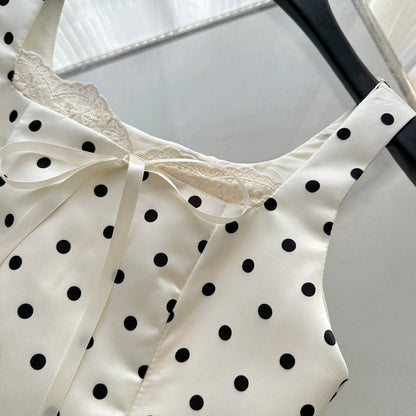 Sexy Ball Gown Square Neckline Satin Ivory Polka Dots Short Summer Dress Holiday Party Outfits For Women DP0120
