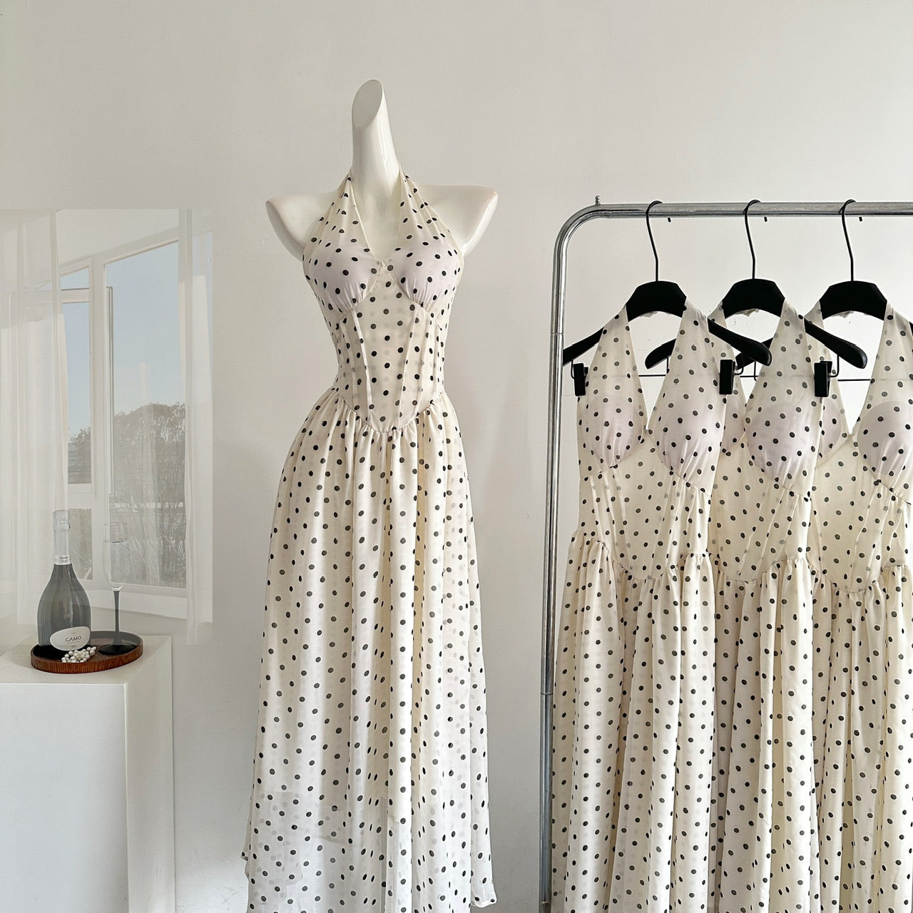 Cute A Line Halter Polka Dots Summer Dress Holiday Party Outfits For Women DP0101