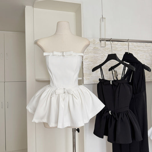 Cute A Line Spaghetti Straps White Short Summer Dress Holiday Party Outfits For Women DP0095