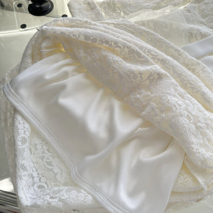 Sexy Mermaid Square Neckline Floral White Lace Summer Dress Holiday Party Outfits For Women DP0106