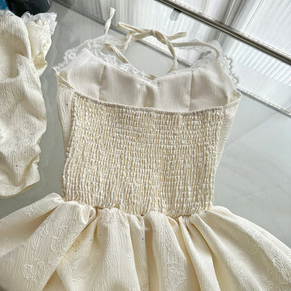 Cute A Line Halter Ivory Lace Summer Dress Holiday Party Outfits For Women DP0096