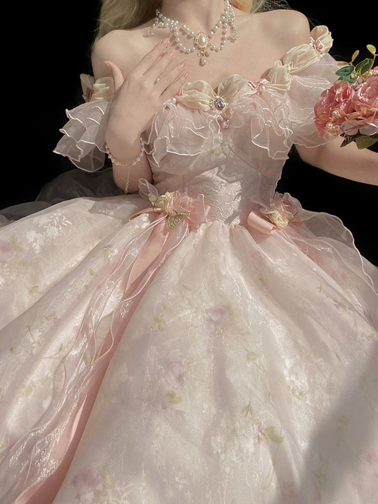 Vintage Ball Gown Off The Shoulder Short Pink Summer 18th Birthday Dress Lolita Dress Mini 18th Birthday Outfits Short Lolita Outfit DH2439