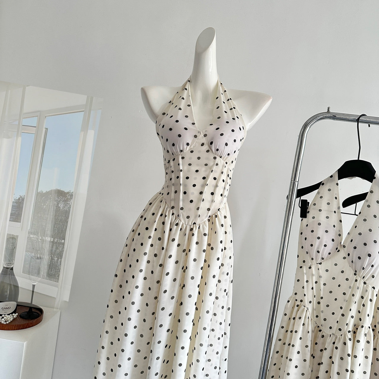 Cute A Line Halter Polka Dots Summer Dress Holiday Party Outfits For Women DP0101