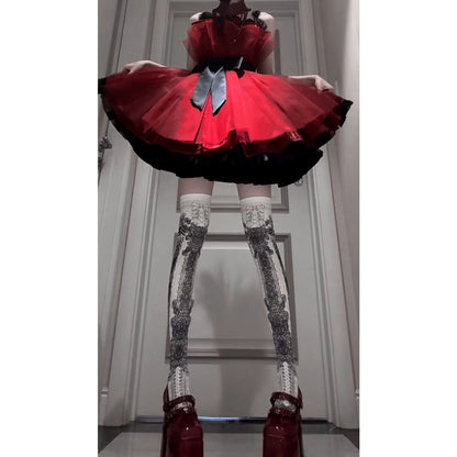 Vintage Ball Gown Spaghetti Straps Red Summer 16th Birthday Dress Lolita Dress Mini 18th Birthday Outfits Short Lolita Outfit DH2406