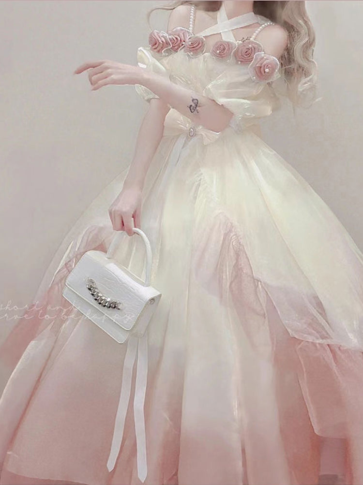 Vintage Ball Gown Off The Shoulder Short Sleeves 16th Ombre Pink Birthday Dress Lolita Dress Birthday Outfits DP0226