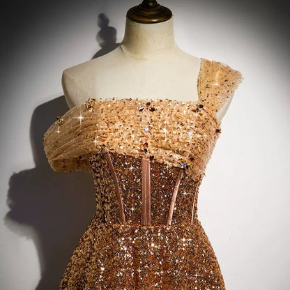 One Shoulder Sequin Prom Dresses SH149
