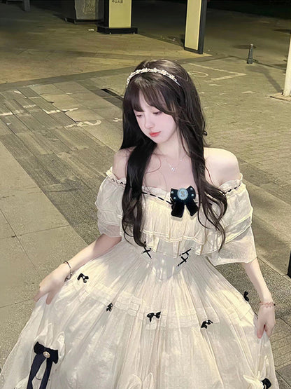 Vintage Ball Gown Off The Shoulder White Chiffon Summer 18th Birthday Dress Lolita Dress Birthday Outfits W1210