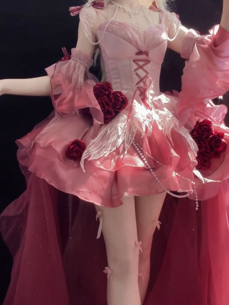 Vintage Ball Gown Spaghetti Straps Ombre Pink 16th Birthday Dress Lolita Dress Birthday Outfits W1227