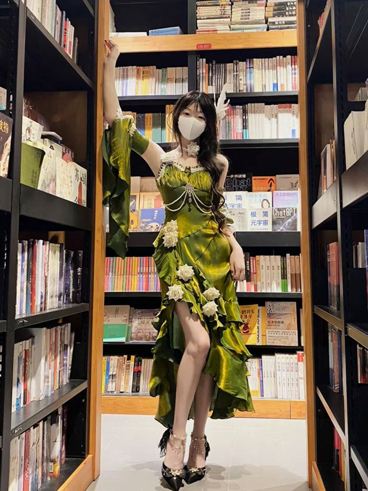 Vintage High Low Spaghetti Straps Green 16th Birthday Dress Lolita Dress Birthday Outfits W1226