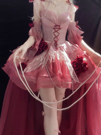 Vintage Ball Gown Spaghetti Straps Ombre Pink 16th Birthday Dress Lolita Dress Birthday Outfits W1227