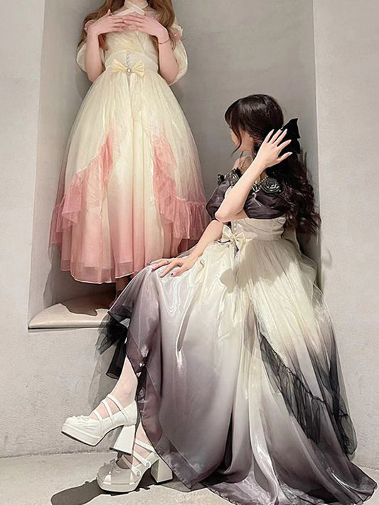 Vintage Ball Gown Off The Shoulder Short Sleeves 16th Ombre Pink Birthday Dresses Lolita Dress Birthday Outfits W1232