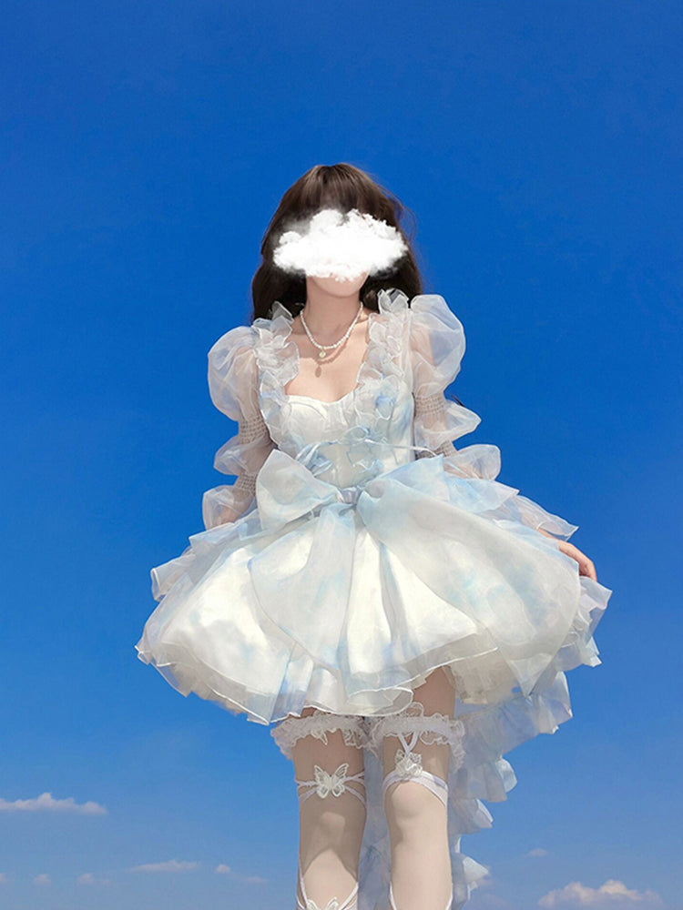 Vintage Ball Gown Spaghetti Straps Short Chiffon Summer 18th Birthday Dress Lolita Dress Birthday Outfits W1229