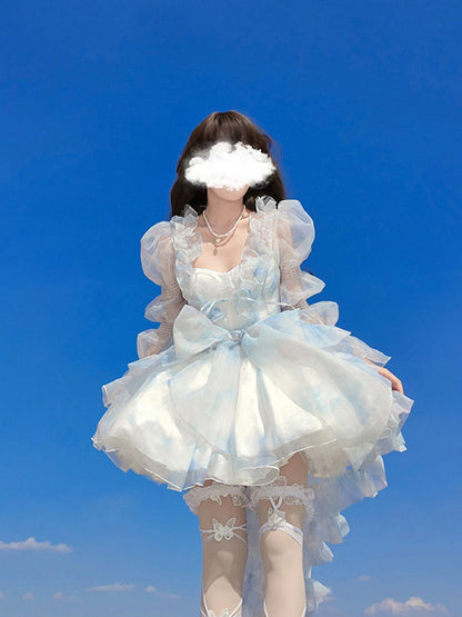 Vintage Ball Gown Spaghetti Straps Short Chiffon Summer 18th Birthday Dress Lolita Dress Birthday Outfits W1229