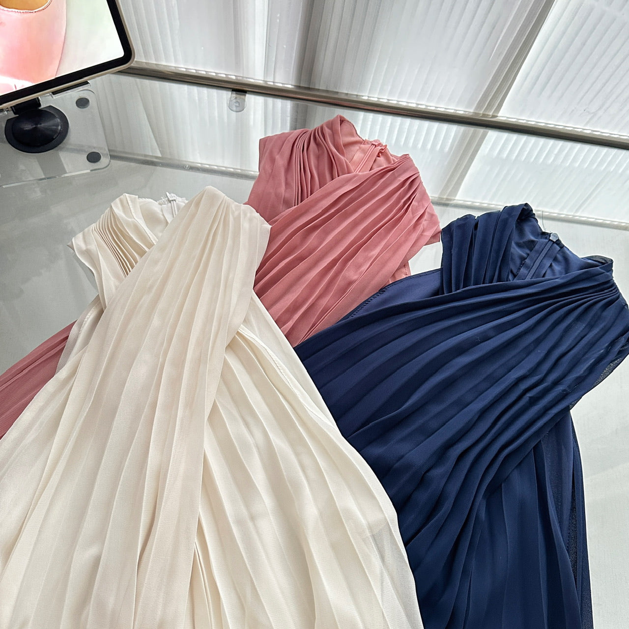 Sexy A line Halter Neckline Pink Short Chiffon Summer Dress Holiday Party Outfits For Women DP0119