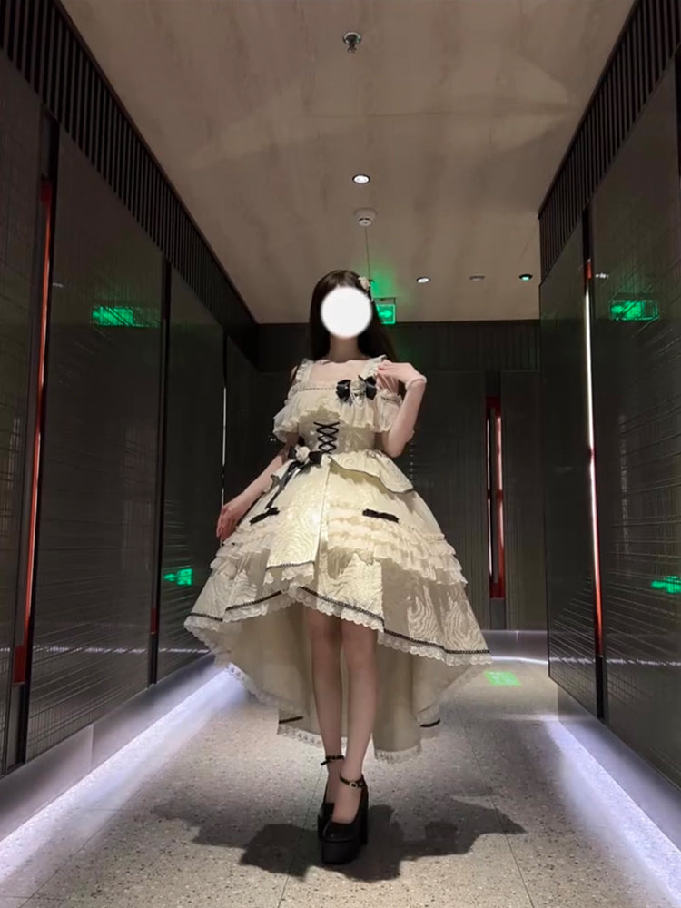 Cute High Low Square Neck Lace Summer 18th Birthday Dress Lolita Dress Birthday Outfits W1255