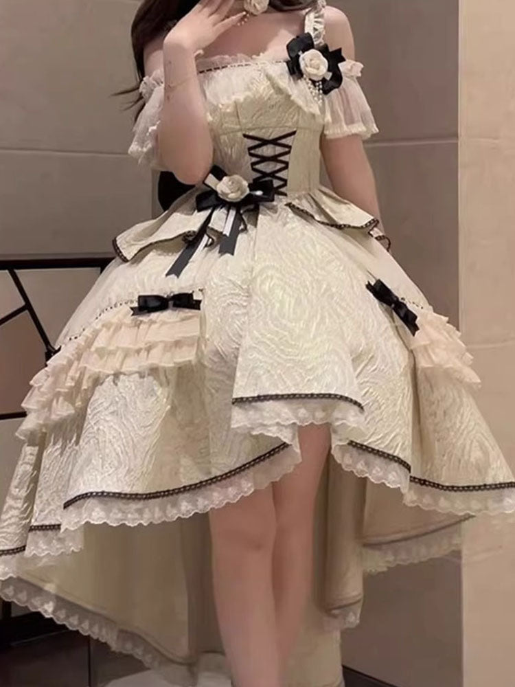 Pretty High Low Square Neck Lace Summer 18th Birthday Dress Lolita Dress Birthday Outfits W1256