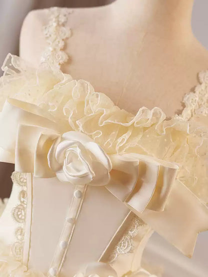 Yellow short homecoming dress Lolita princess dress light luxury cake dress birthday party dance dress gh4607