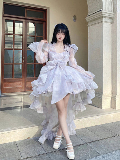 Princess Ball Gown Spaghetti Straps Chiffon Chiffon 22th Birthday Dresses Lolita Dress Cute Lolita Outfits DH2449