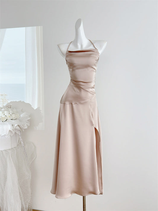 Sexy Mermaid Halter Satin Summer Beach Dress Holiday Party Casual Outfits For Girls DP1403