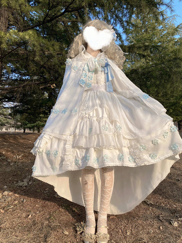 Vintage Ball Gown Square Neck White High Low Short Summer 18th Birthday Dress Lolita Dress Birthday Outfits W1209