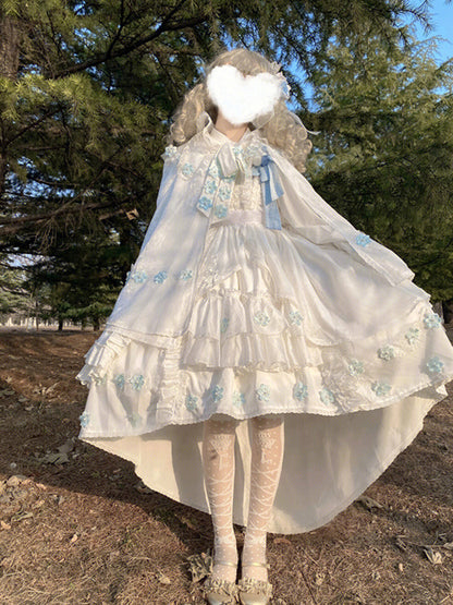 Vintage Ball Gown Square Neck White High Low Short Summer 18th Birthday Dress Lolita Dress Birthday Outfits W1209
