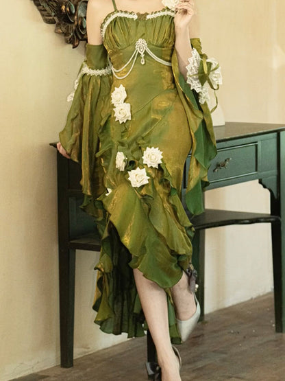 Pretty Mermaid Spaghetti Straps Green Summer 18th Birthday Dress Lolita Dress Birthday Outfits W1257