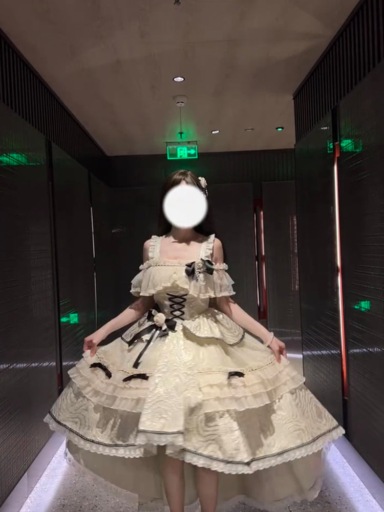 Cute High Low Square Neck Lace Summer 18th Birthday Dress Lolita Dress Birthday Outfits W1255